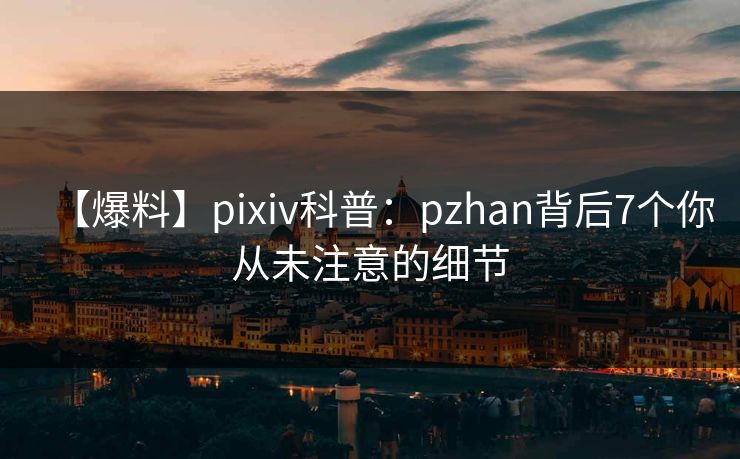 【爆料】pixiv科普：pzhan背后7个你从未注意的细节