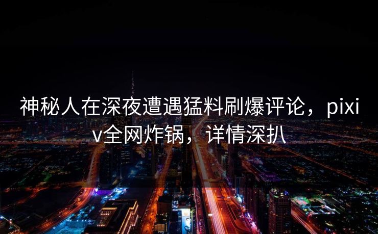 神秘人在深夜遭遇猛料刷爆评论，pixiv全网炸锅，详情深扒