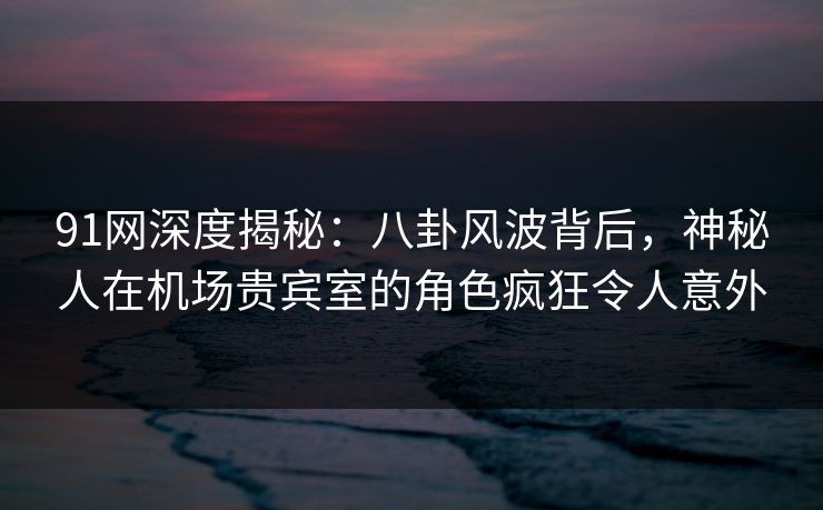 91网深度揭秘：八卦风波背后，神秘人在机场贵宾室的角色疯狂令人意外