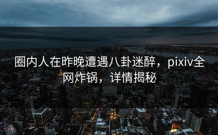 圈内人在昨晚遭遇八卦迷醉，pixiv全网炸锅，详情揭秘