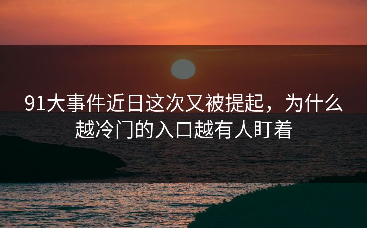 91大事件近日这次又被提起，为什么越冷门的入口越有人盯着