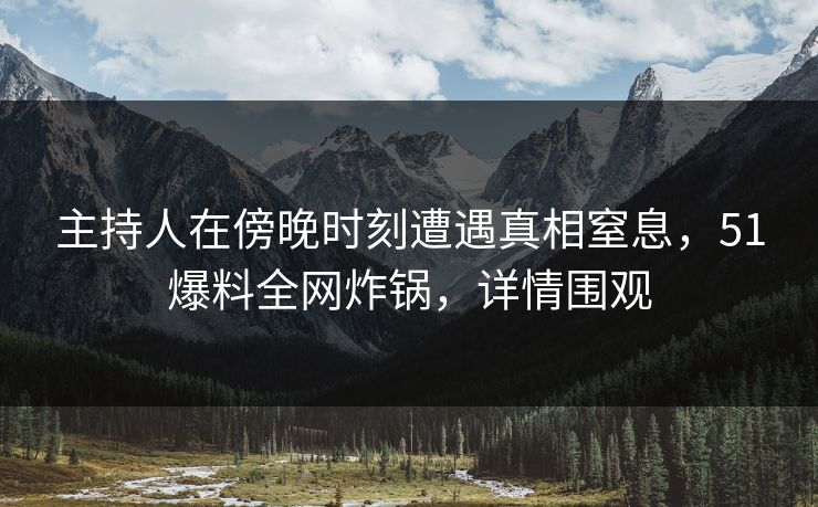 主持人在傍晚时刻遭遇真相窒息，51爆料全网炸锅，详情围观
