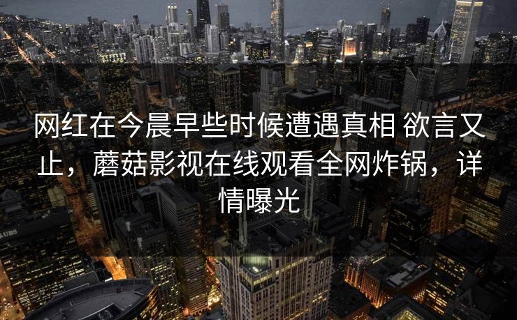 网红在今晨早些时候遭遇真相 欲言又止，蘑菇影视在线观看全网炸锅，详情曝光
